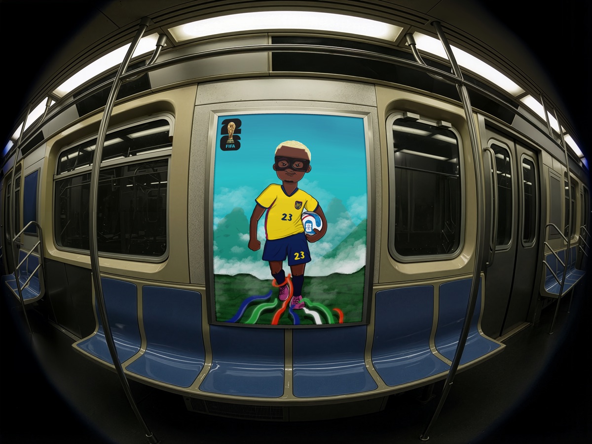 The poster displayed inside a subway car